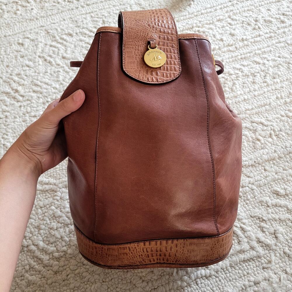 Brahmin Allie Backpack Whiskey Albright  Leather Purse Bag
